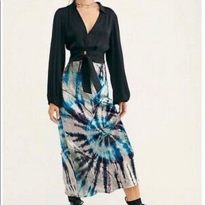 Free People Bali-Serious blue and gray skirt